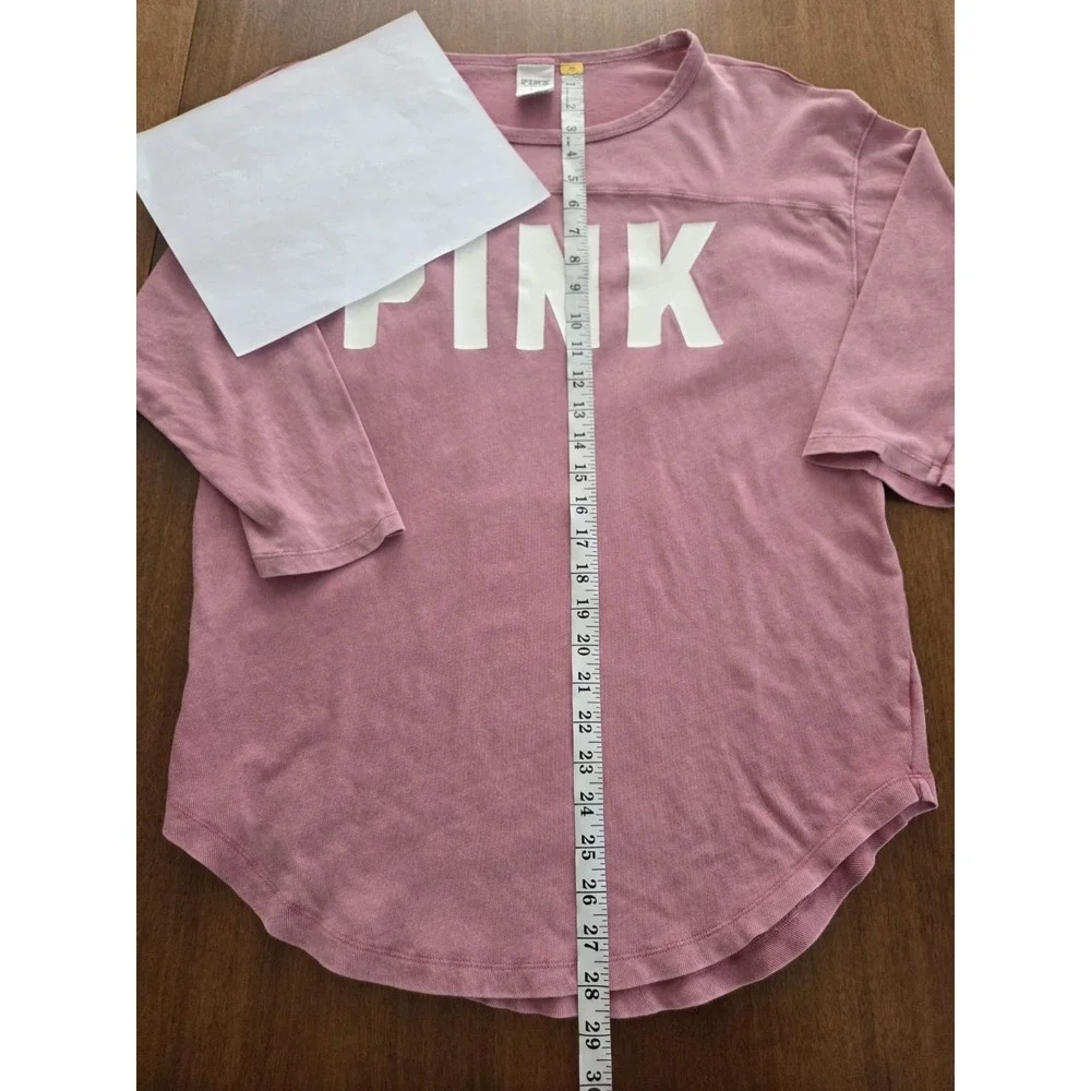 Victoria's Secret Pink Logo Top Women's Small Dusty Rose Acid Washed Oversized - Picture 4 of 11